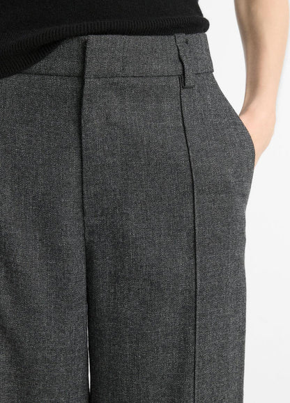 VINCE Women Italian Jaspe Pintuck High-Waist Wide-Leg Pant in Wide Leg MEDIUM HEATHER GREY