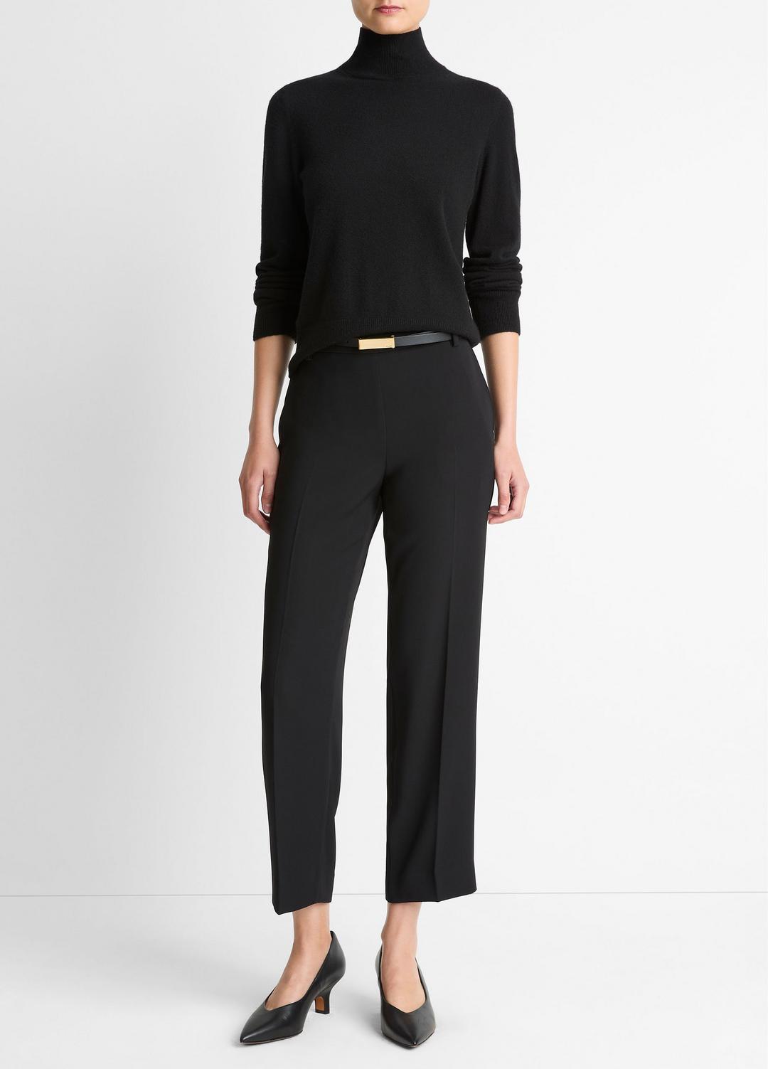 VINCE Women Crepe Tapered Pull-On Pant in Trousers BLACK