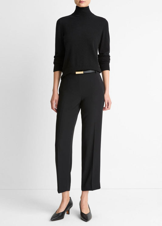 VINCE Women Crepe Tapered Pull-On Pant in Trousers BLACK