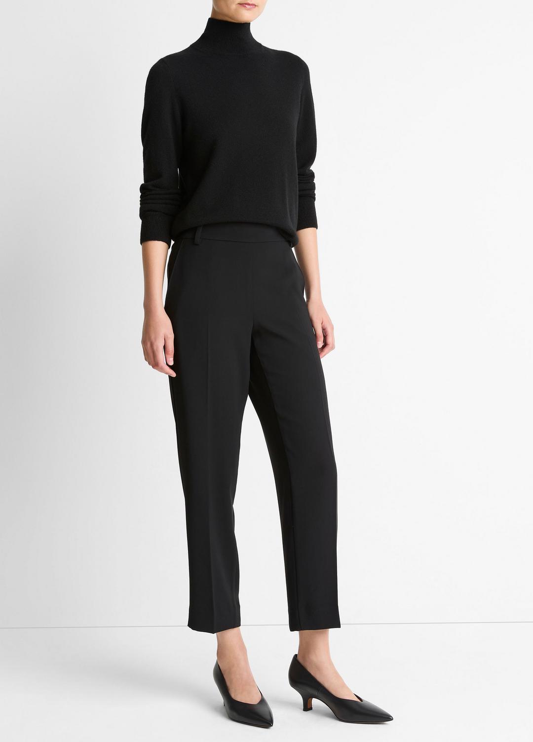 VINCE Women Crepe Tapered Pull-On Pant in Trousers BLACK
