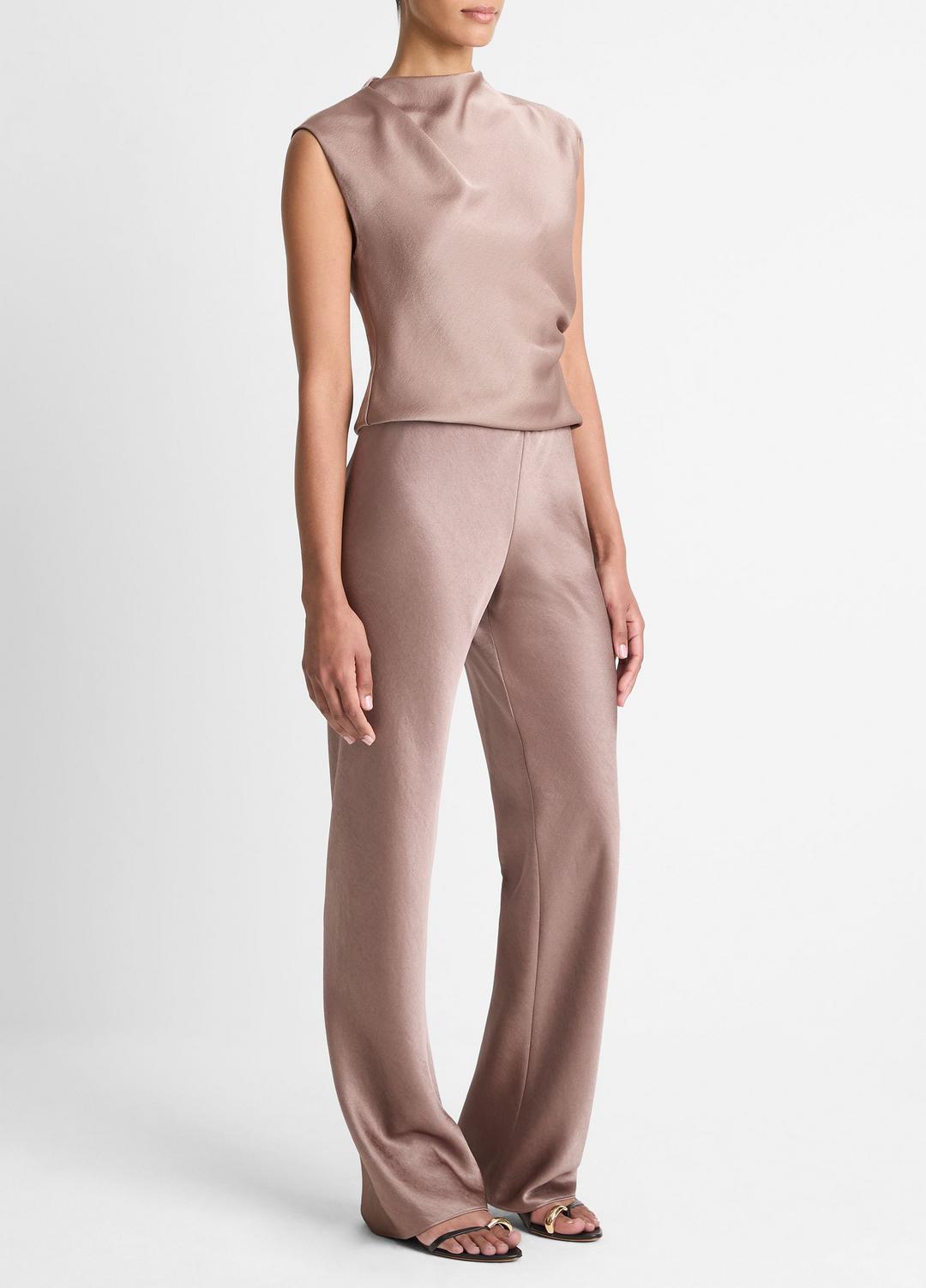 VINCE Women Colette High-Rise Fluid Satin Bias Pant in Trousers MAUVE LILAC