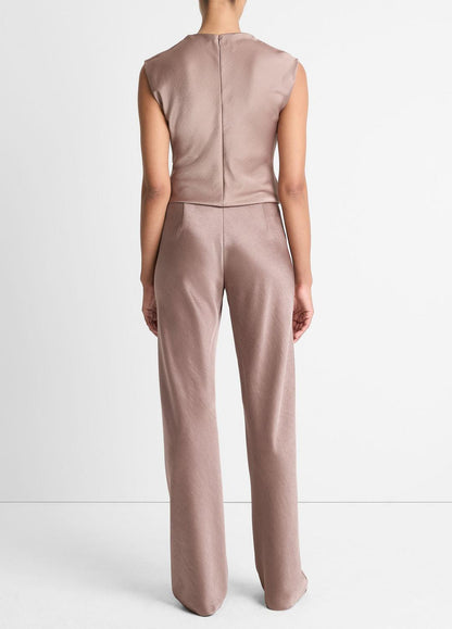 VINCE Women Colette High-Rise Fluid Satin Bias Pant in Trousers MAUVE LILAC