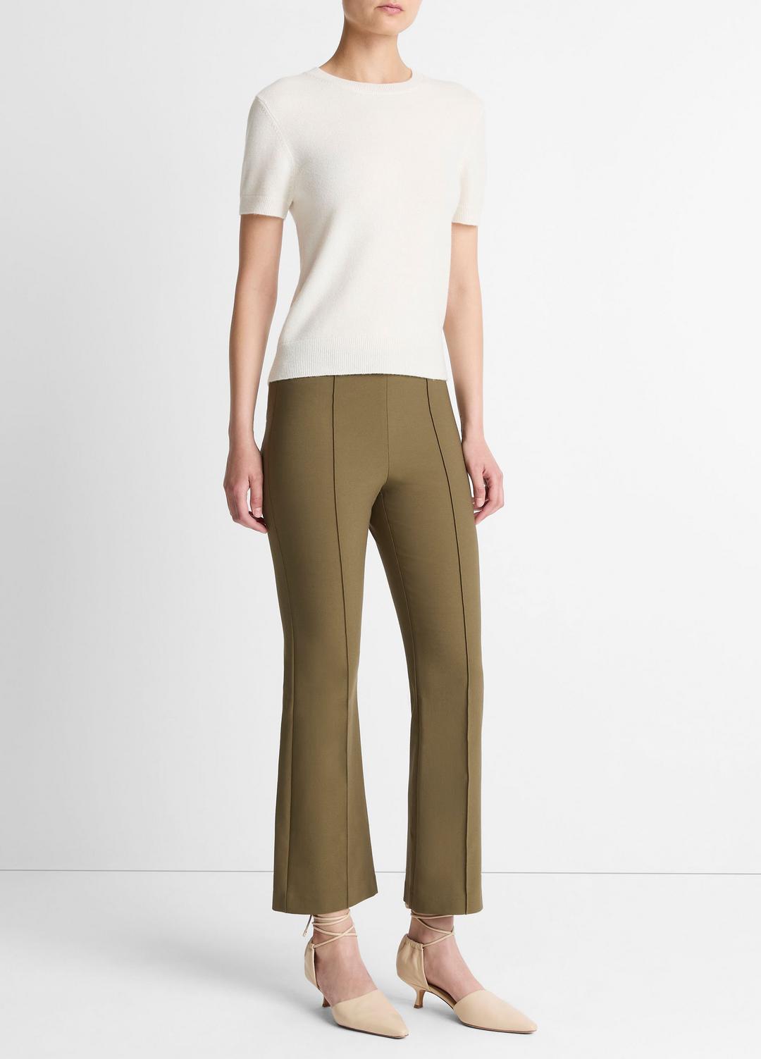 VINCE Women Niki Mid-Rise Pintuck Crop Flare Pant in Trousers CYPRESS