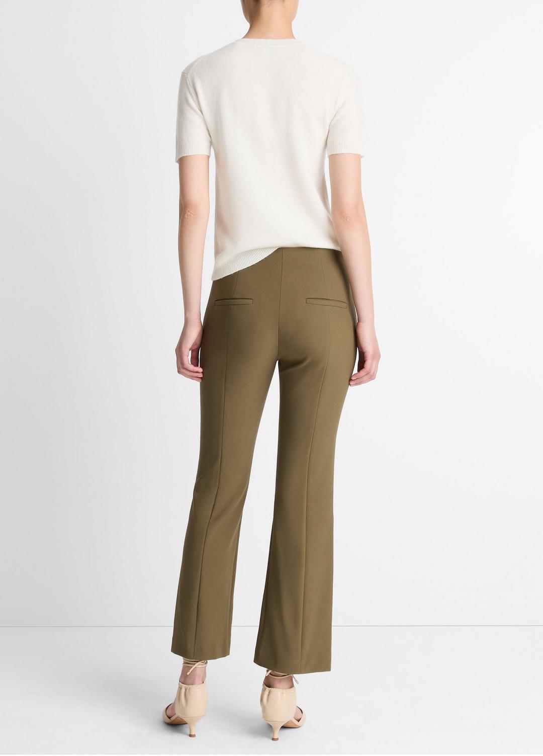 VINCE Women Niki Mid-Rise Pintuck Crop Flare Pant in Trousers CYPRESS