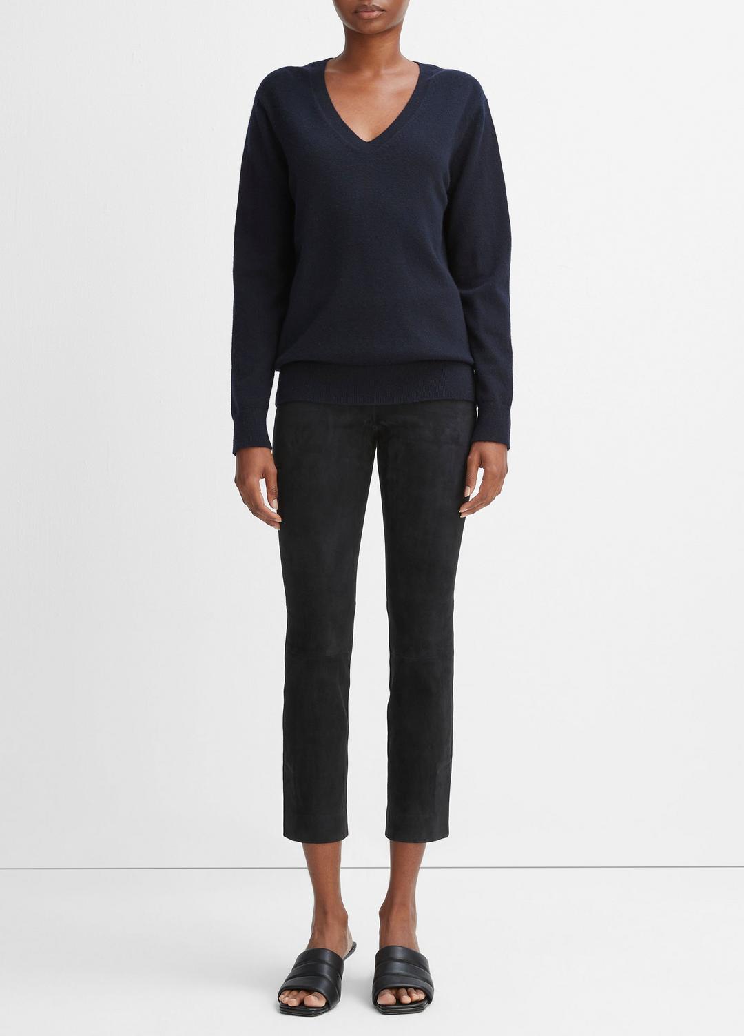 VINCE Women Stretch Suede Split Hem Crop Legging in Leggings COASTAL BLUE