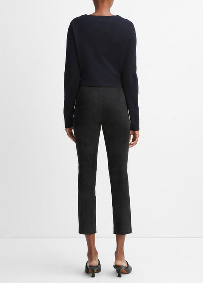 VINCE Women Stretch Suede Split Hem Crop Legging in Leggings COASTAL BLUE