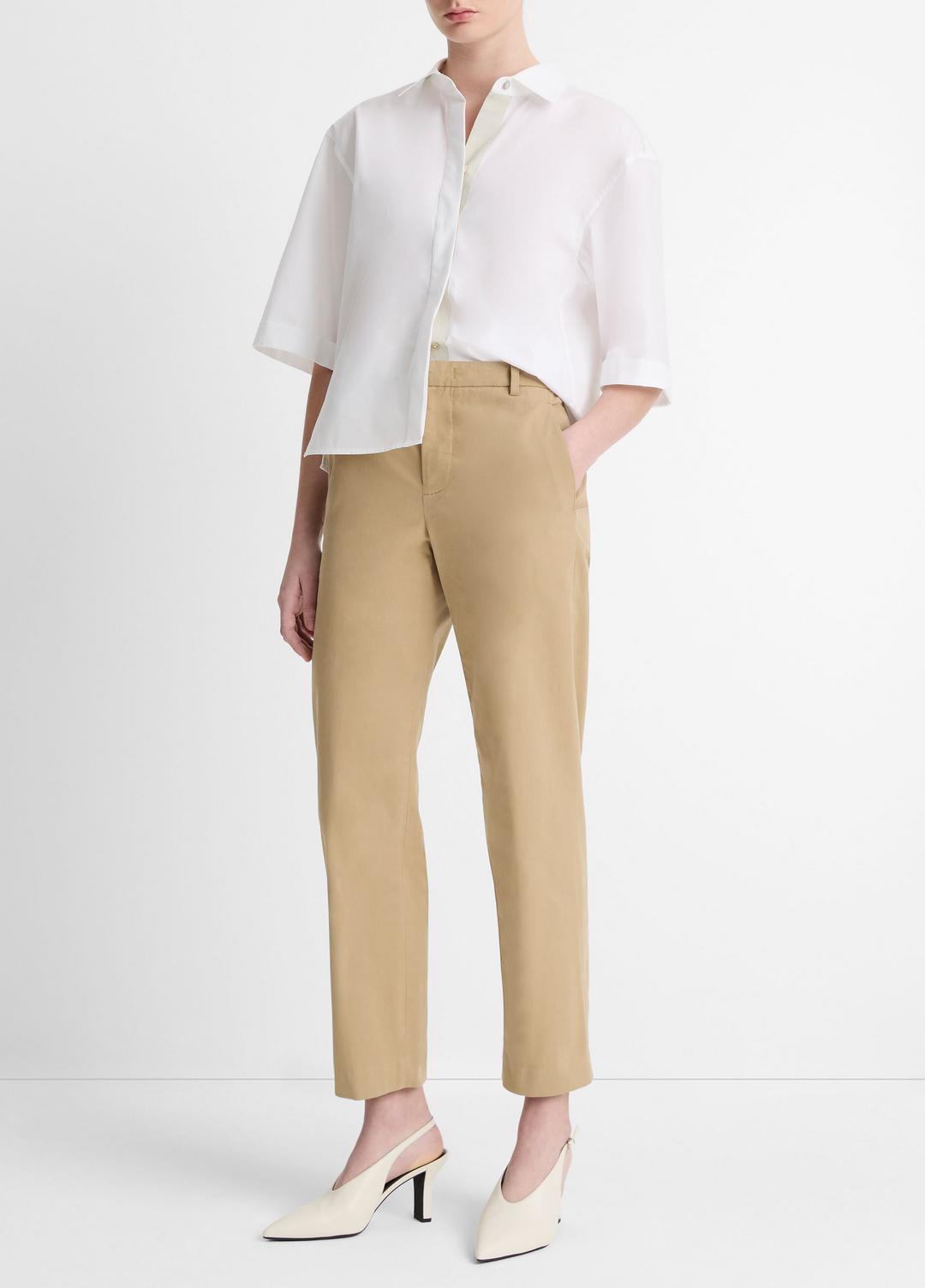 VINCE Women Avery Mid-Rise Italian Stretch-Cotton Chino Pant in Trousers DESERT
