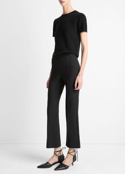 VINCE Women Niki Mid-Rise Pintuck Crop Flare Pant in Trousers BLACK