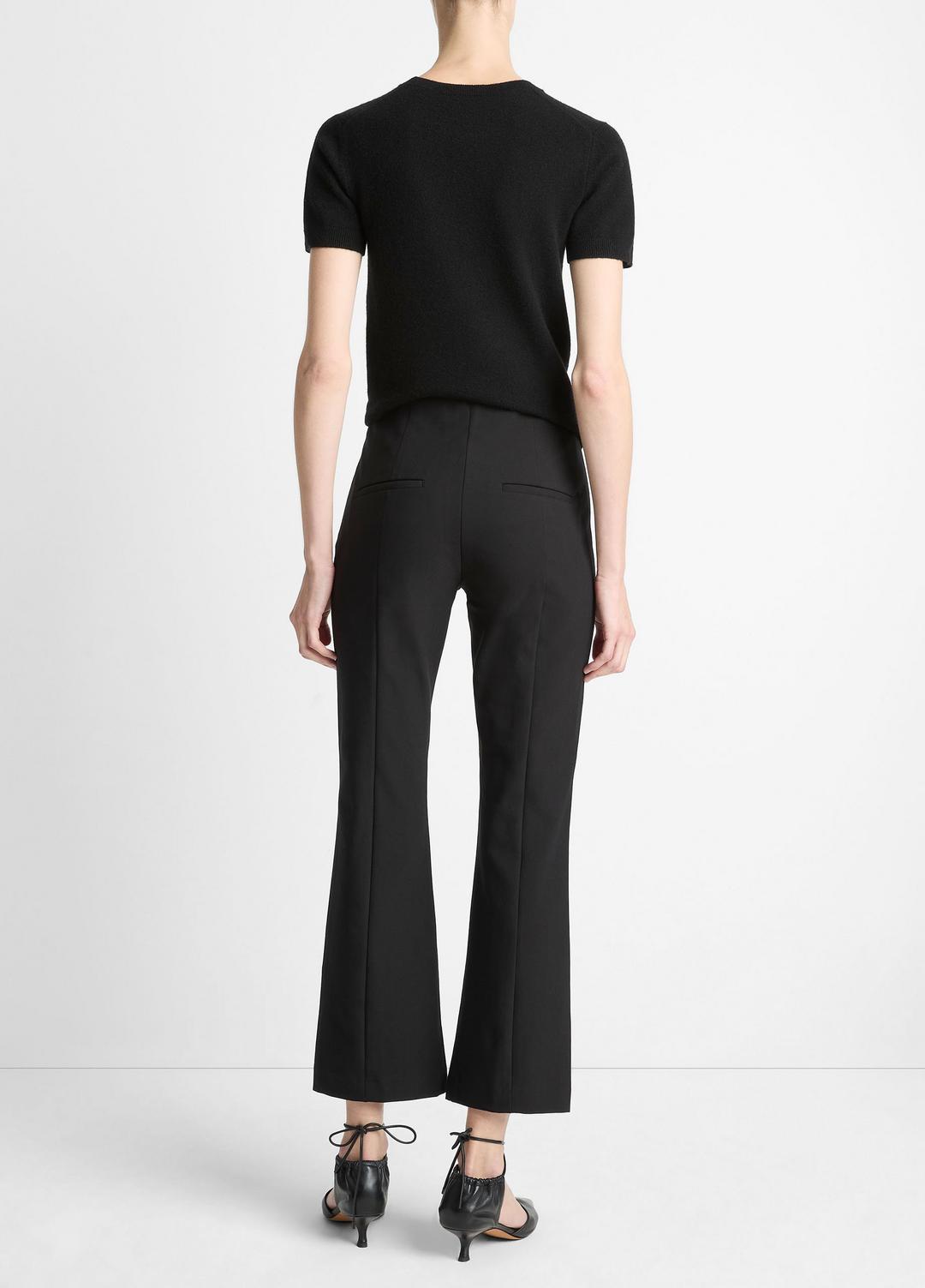 VINCE Women Niki Mid-Rise Pintuck Crop Flare Pant in Trousers BLACK
