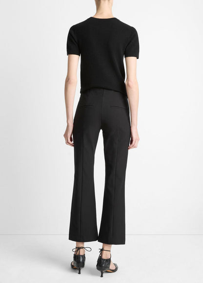 VINCE Women Niki Mid-Rise Pintuck Crop Flare Pant in Trousers BLACK