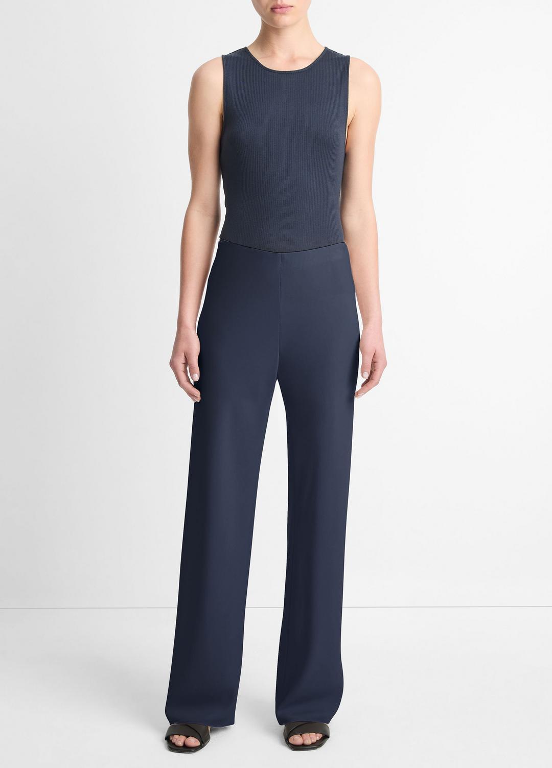 VINCE Women Colette High-Rise Crepe Bias Pant in Trousers COASTAL BLUE