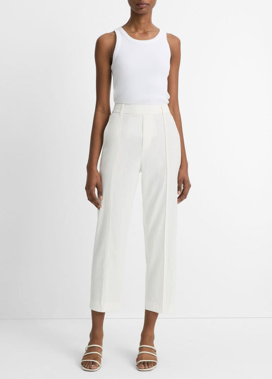 VINCE Women Grace Mid-Rise Linen-Blend Pull-On Pant in Trousers OFF WHITE