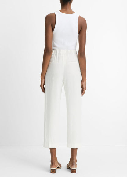VINCE Women Grace Mid-Rise Linen-Blend Pull-On Pant in Trousers OFF WHITE