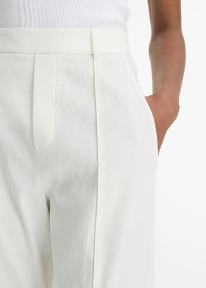 VINCE Women Grace Mid-Rise Linen-Blend Pull-On Pant in Trousers OFF WHITE