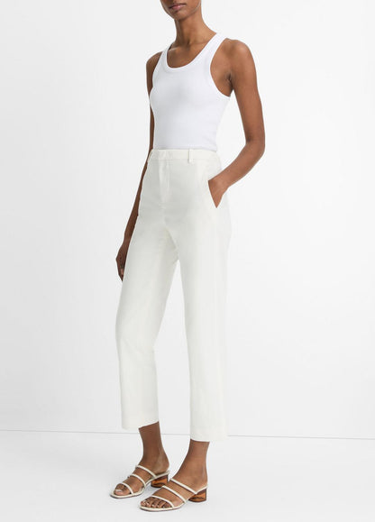 VINCE Women Avery Mid-Rise Italian Stretch-Cotton Chino Pant in Trousers OFF WHITE