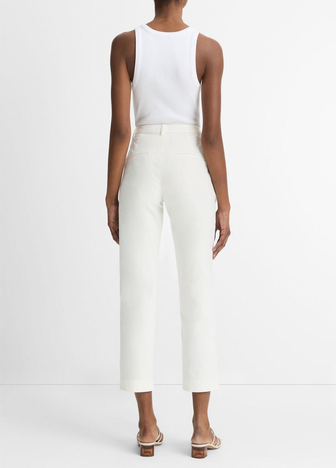 VINCE Women Avery Mid-Rise Italian Stretch-Cotton Chino Pant in Trousers OFF WHITE