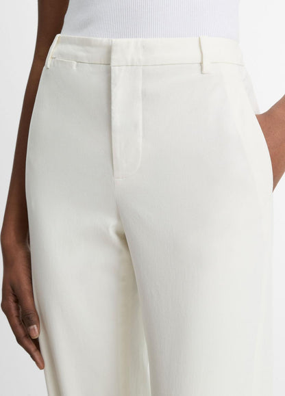 VINCE Women Avery Mid-Rise Italian Stretch-Cotton Chino Pant in Trousers OFF WHITE