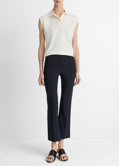 VINCE Women Niki Mid-Rise Pintuck Crop Flare Pant in Pants COASTAL BLUE