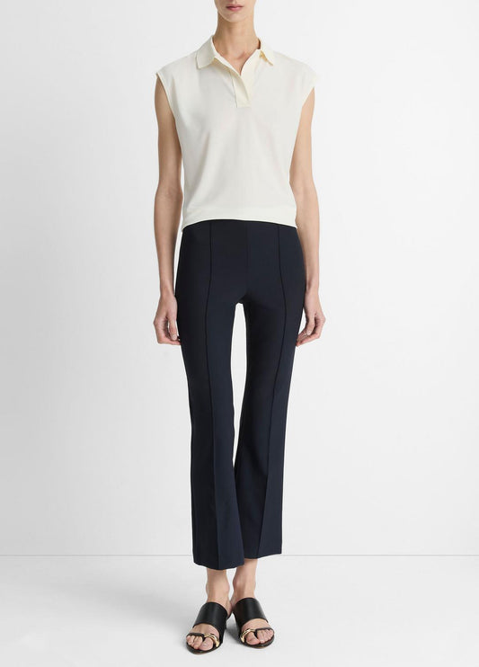 VINCE Women Niki Mid-Rise Pintuck Crop Flare Pant in Pants COASTAL BLUE