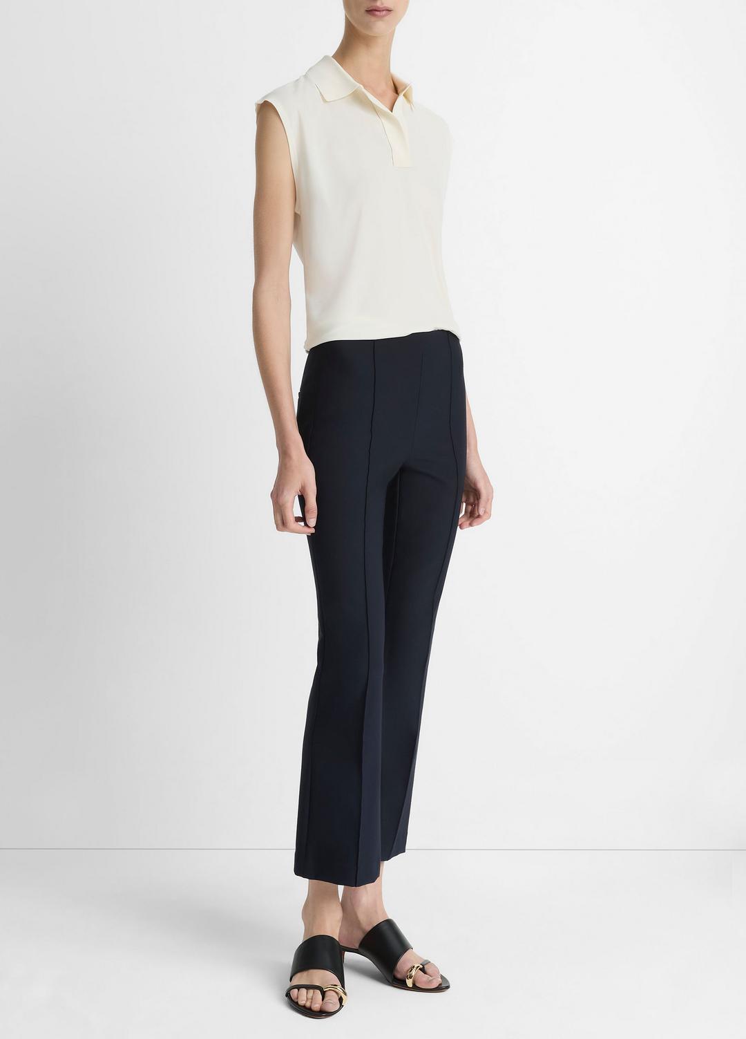 VINCE Women Niki Mid-Rise Pintuck Crop Flare Pant in Pants COASTAL BLUE