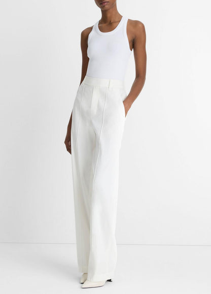 VINCE Women Linen-Blend High-Rise Pull-On Pant in Trousers OFF WHITE