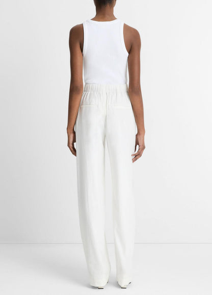 VINCE Women Linen-Blend High-Rise Pull-On Pant in Trousers OFF WHITE