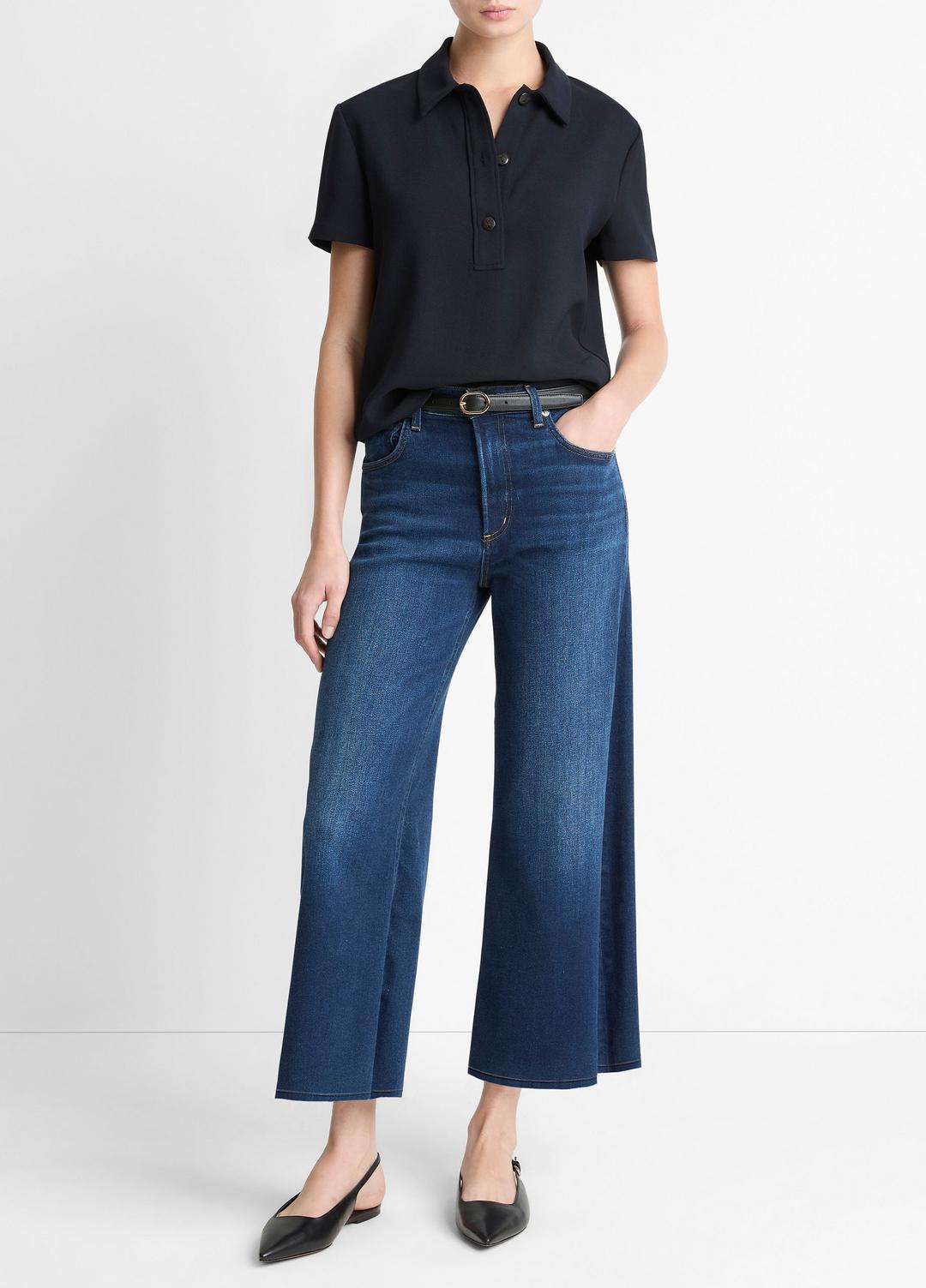 VINCE Women Citizens of Humanity Lyra Wide-Leg Crop Clean-Hem Jean in Denim DAKOTA