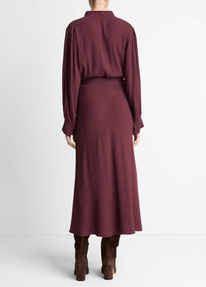 VINCE Women Crepe Collar-Stand Shirt Dress in Dresses OXBLOOD