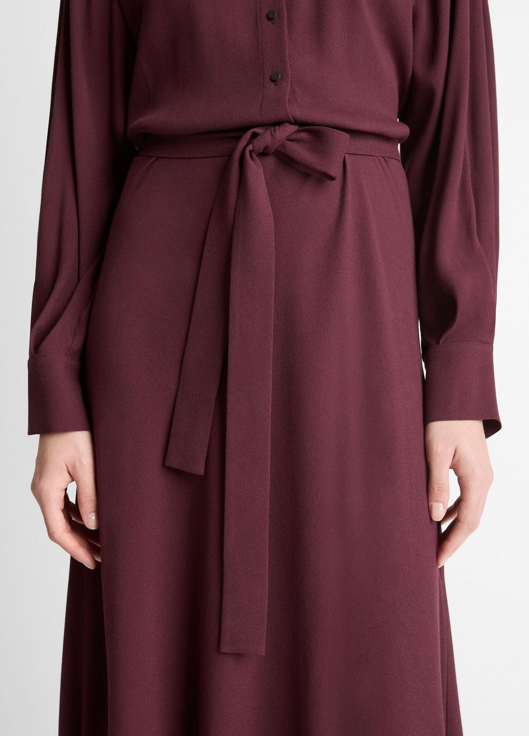 VINCE Women Crepe Collar-Stand Shirt Dress in Dresses OXBLOOD
