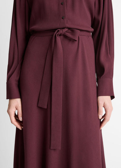 VINCE Women Crepe Collar-Stand Shirt Dress in Dresses OXBLOOD