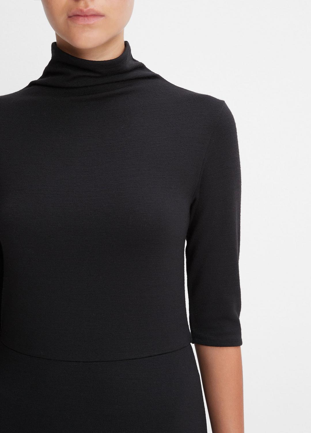 VINCE Women Elbow-Sleeve Turtleneck Dress in Dresses BLACK