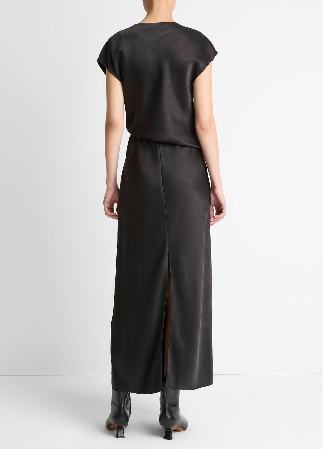 VINCE Women Draped Satin Cowl-Neck Dress in Dresses BLACK