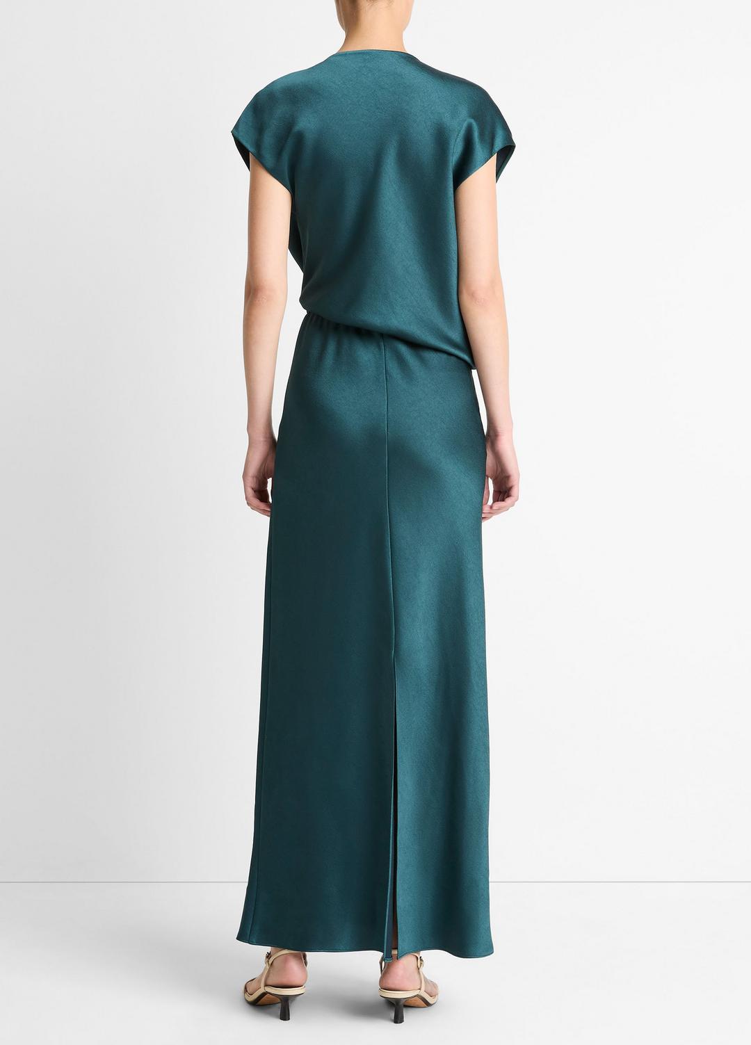 VINCE Women Draped Satin Cowl-Neck Dress in Dresses JUNIPER