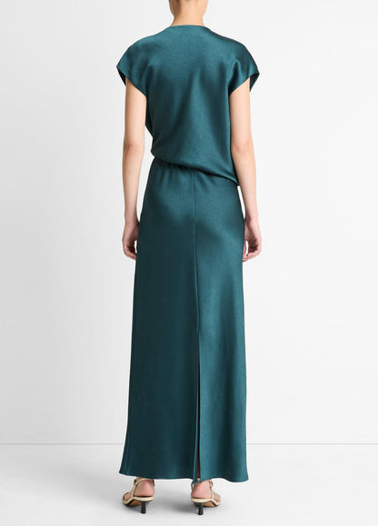 VINCE Women Draped Satin Cowl-Neck Dress in Dresses JUNIPER