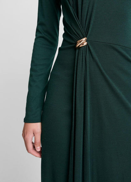VINCE Women Cinched-Waist Wool-Blend Long-Sleeve Dress in Dresses JUNIPER