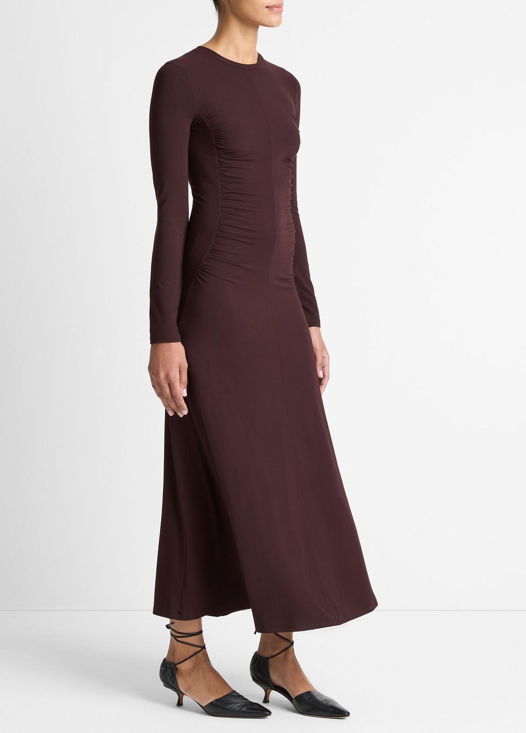VINCE Women Ruched-Seam Long-Sleeve Dress in Dresses DARK FIG