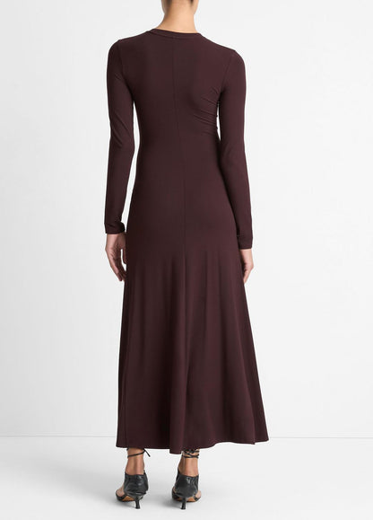 VINCE Women Ruched-Seam Long-Sleeve Dress in Dresses DARK FIG