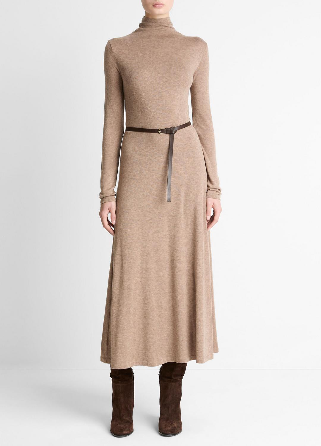 VINCE Women Cozy Jersey Funnel-Neck Long-Sleeve Dress in Dresses HEATHER DOE