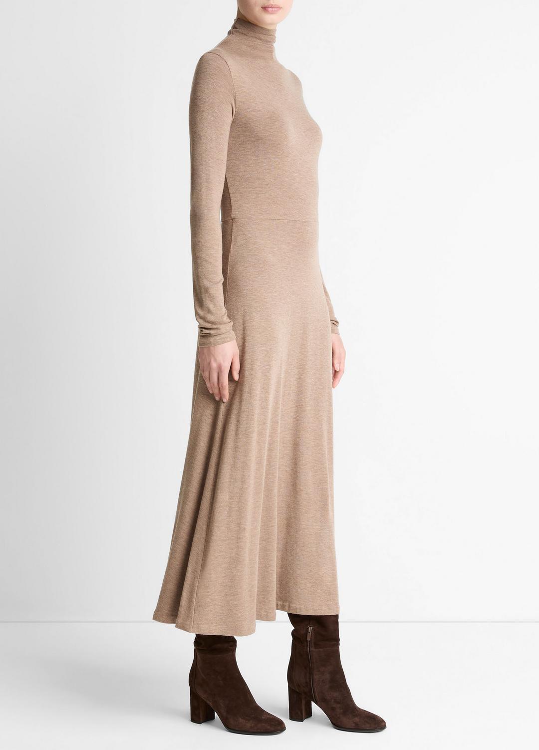VINCE Women Cozy Jersey Funnel-Neck Long-Sleeve Dress in Dresses HEATHER DOE