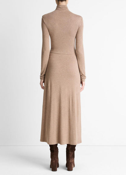 VINCE Women Cozy Jersey Funnel-Neck Long-Sleeve Dress in Dresses HEATHER DOE