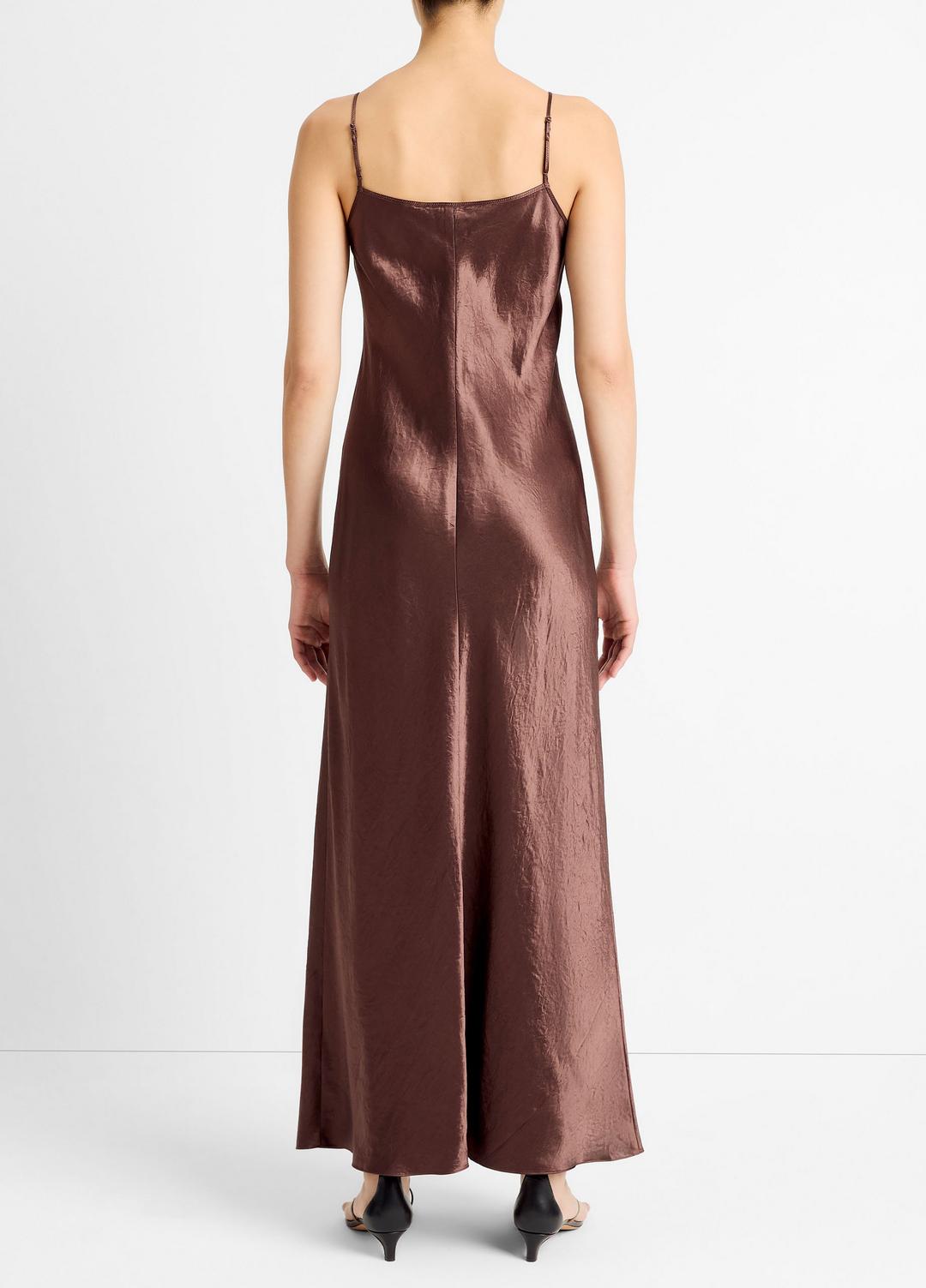 VINCE Women Satin Bias Maxi Slip Dress in Dresses CHOCOLATE