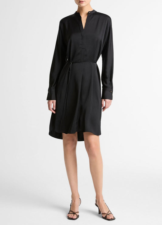 VINCE Women Matte Satin Band-Collar Dress in Dresses BLACK