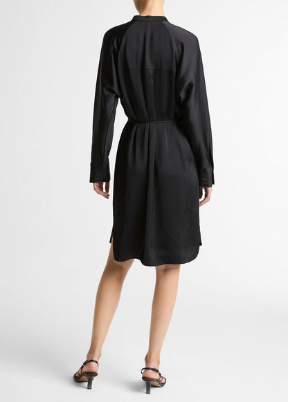 VINCE Women Matte Satin Band-Collar Dress in Dresses BLACK