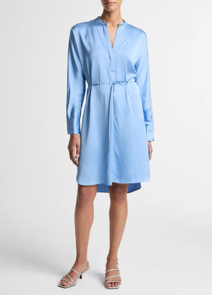VINCE Women Matte Satin Band-Collar Dress in Dresses HYDRA