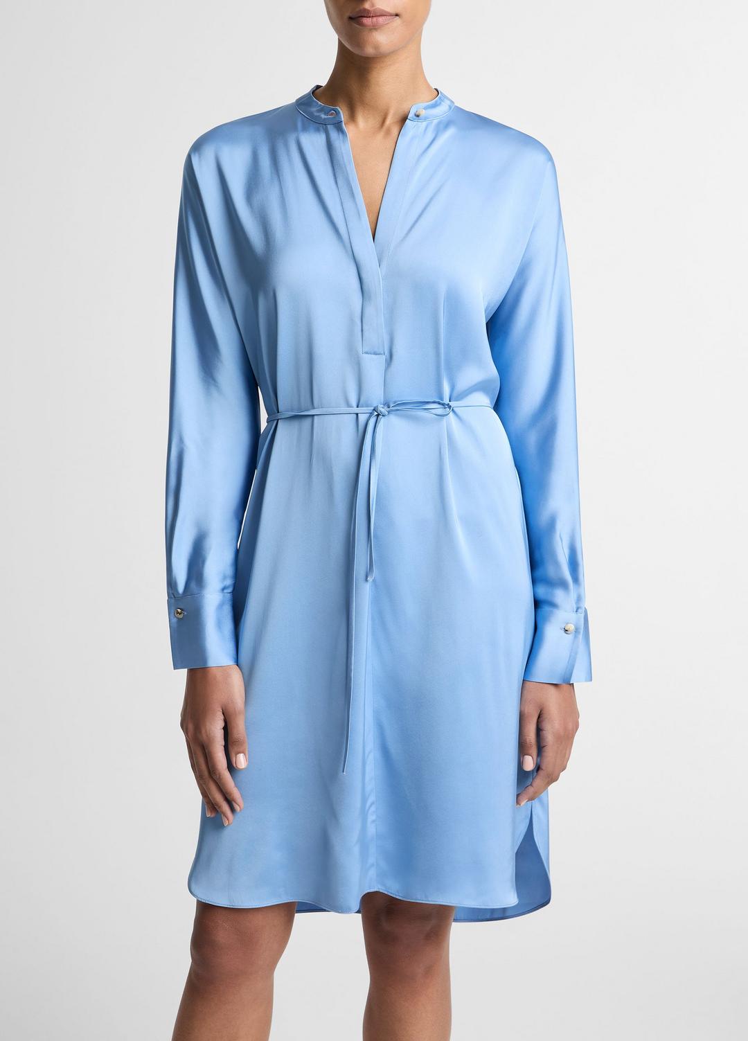 VINCE Women Matte Satin Band-Collar Dress in Dresses HYDRA