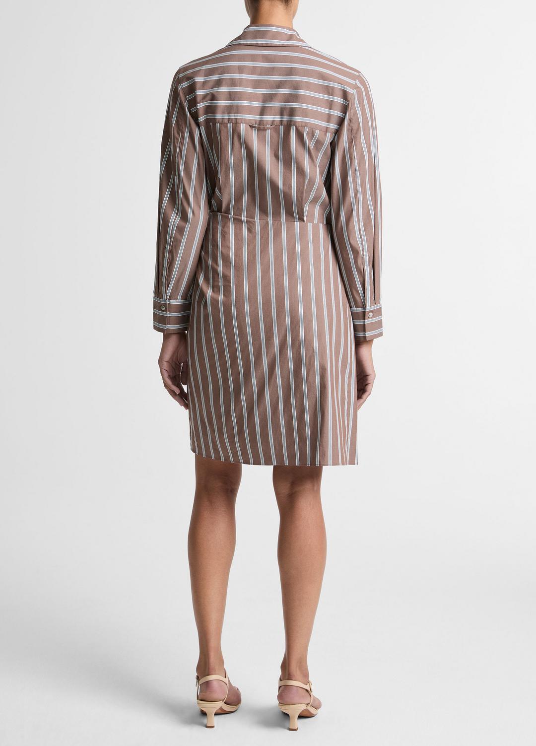 VINCE Women Striped Cotton-Blend Wrap Dress in Dresses BROWN MULTI