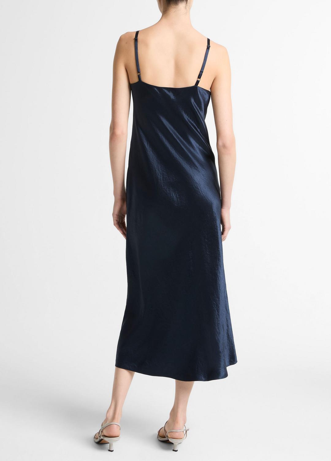 VINCE Women Satin V-Neck Slip Dress in Dresses COASTAL BLUE