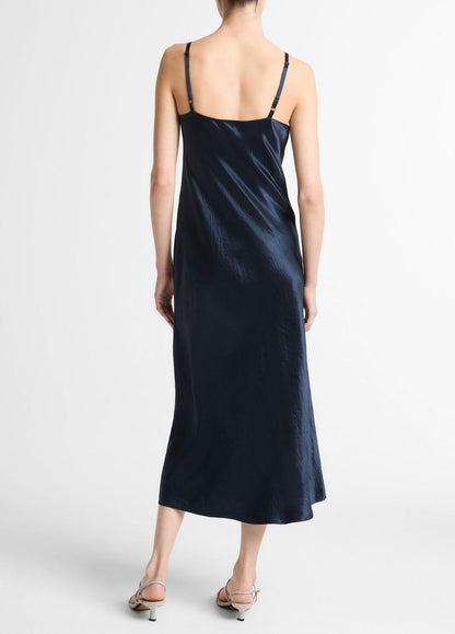 VINCE Women Satin V-Neck Slip Dress in Dresses COASTAL BLUE