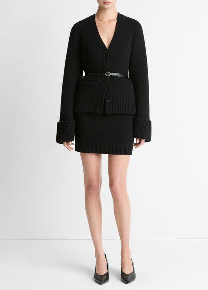 VINCE Women Double-Face Wool & Cashmere-Blend Mini Skirt in Skirts BLACK