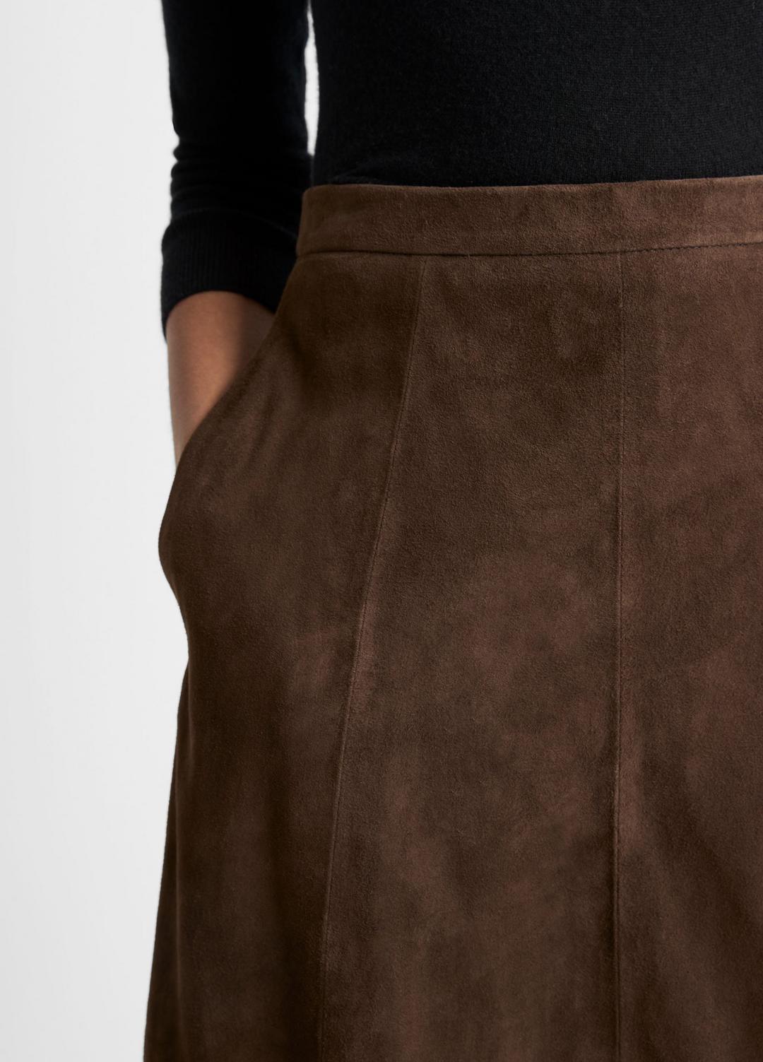 VINCE Women Suede Mid-Rise Flared Skirt in Skirts DEEP ESPRESSO
